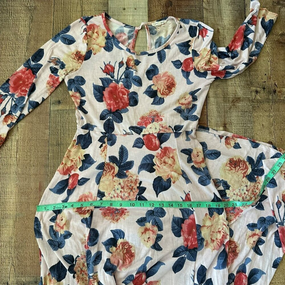 Tea n Rose Floral Print 3/4 Sleeve A-Line Maxi Dress With Keyhole Back size M - Picture 5 of 8